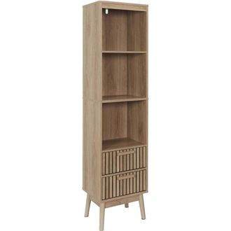 The Home Deco Factory Columna con 2 cajones con frentes acanalados y 3 nichos h160 cm