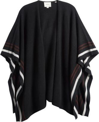 Vince Border Stripe Cashmere Cape in Black at Nordstrom