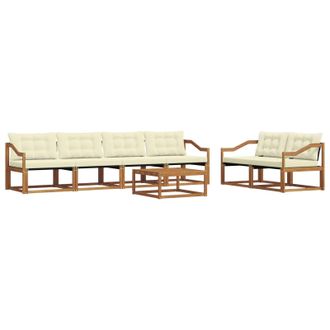 vidaXL Conjunto De Sof&aacute;s De Exterior Con Coj&iacute;n 7 Pcs Natural Y Crema Vidaxl