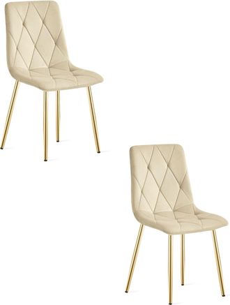 OEM Silla Libra - Terciopelo Beige Claro / Patas Doradas X 2