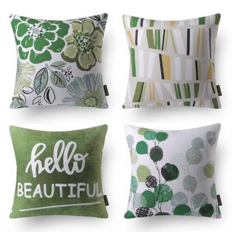 OEM Fundas De Almohada Decorativas Phantoscope Sweet Home Collection, Color Verde Jesse, 45 X 45 Cm, Juego De 4 Piezas