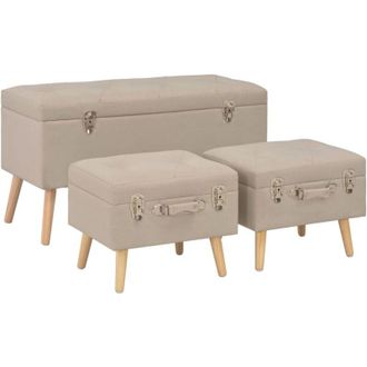 vidaXL Sgabelli con Contenitore 3 pz in Tessuto Beige - Vidaxl