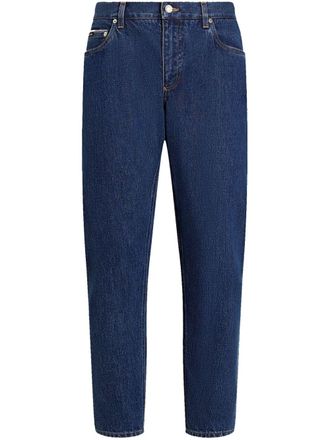 Dolce & Gabbana Straight jeans met logoplakkaat - Blauw