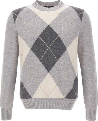 Gran Sasso Maglione a rombi in lana - Grigio