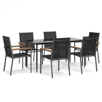 Berkfield Home 7 Piece Garden Dining Set Black Textilene & Steel
