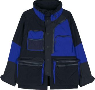 White Mountaineering colour-block multi-pocket parka - men - Polyester/Polyurethane/Cotton/Nylon/Polyester - 1 - Blue