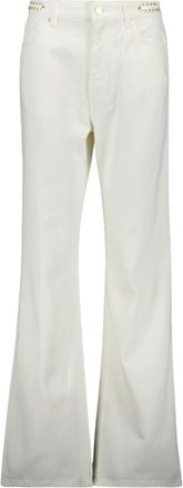 Paco Rabanne Flared Jeans, female, White, Size: W26 Signature off white jeans with 1969 discs