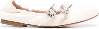 Roger Vivier Mini Strap Strass Leather Ballet Flats