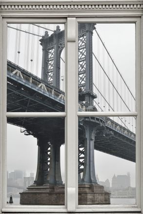 Queence Wandsticker »Brücke« Wandsticker, Wandbild, selbstklebend, 3D, Fenster