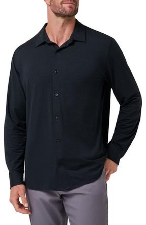 Travis Mathew The Heather Knit Button-Up Shirt in Black at Nordstrom, Size Xx-Large