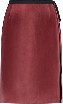 Maison Margiela Bordeaux Viscose Midi Darts Skirt