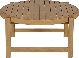 Miliboo Mesa Baja De Jard&iacute;n Redonda De Madera Teca Maciza D80 Cm Moana