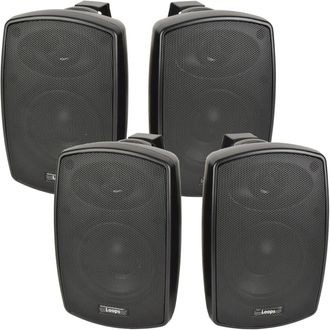 Loops 4x 4 60W Black Outdoor Rated Speakers 8 OHM Weatherproof Wall Mounted HiFi