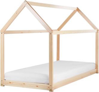Beliani Beliani - Cama Con Somier De Madera Clara De Pino 90 X 200 Cm Con Dosel Infantil En Forma De Casa Tosse
