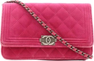 Chanel Pre-owned Boy Leather Chain Wallet - Dames - Vintage Schoudertas - Roze - ONE Size - Leer - Vintage