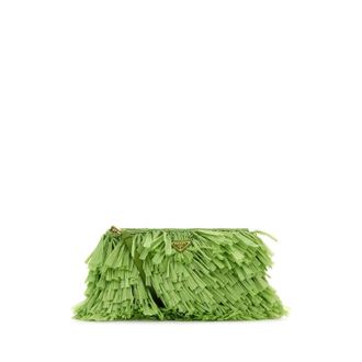 Prada Grass Green Crochet Clutch