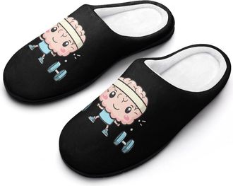 Generic Brain Lifting Weights Mens Slippers Slip On Comfortable Fleece Cotton House Shoes Winter