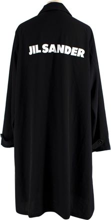 Jil Sander Black Printed Poplin Parka Coat Size M