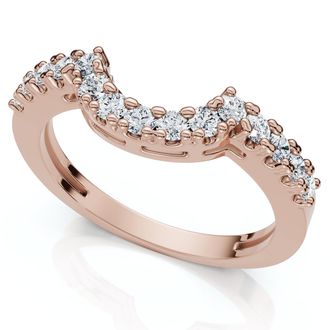 Pompeii3 1/4Ct Notched Diamond Guard Anniversary Ring 14k Gold Lab Grown