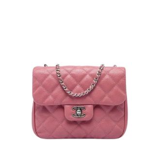 Chanel Pre-owned Quilted Caviar Leather Crossbody - Dames - Pre-owned - Roze - Maat: ONE Size Leer