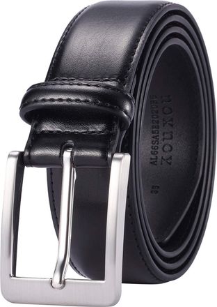 Xouxou Mens Casual Leather Jeans Belts Classic Work Business Dress Belt with Prong Buckle for Men, Black (S101), 38 (Waist 36)