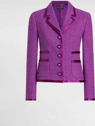 Dolce & Gabbana Rachel Tweed Jacket - Woman Blazers Purple 38