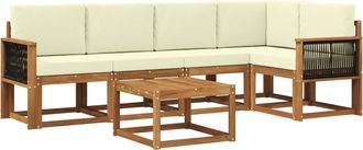 vidaXL Conjunto De Sof&aacute;s De Exterior 6 Uds. Natural Y Crema Vidaxl