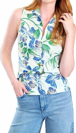 Finley Delilah Top Iris In White/blue/green