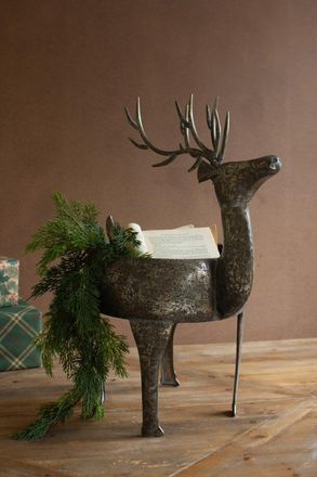 Kalalou Rustic Metal Reindeer Planter