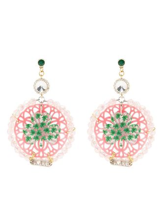 Amir Slama clover pendant earrings - Pink
