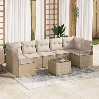 vidaXL Vidaxl - Conjunto De Sof&aacute; De Jard&iacute;n 8 Pcs Beige, Crema 55 X 55 X 37 Cm