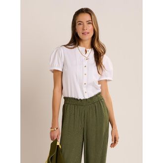 Brakeburn Hope Pintuck Detail Blouse in White at Nordstrom, Size 12