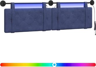 vidaXL Cabecero Colgante Con Luz Led Azul Polic&iacute;a Terciopelo Vidaxl