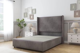 Sloomy Stratford Naples Divan Base 2 Drawers 54 Headboard & 12 Footboard in Grey | Size: Small Double