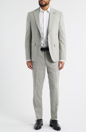 Jack Victor Esprit Contemporary Fit Light Grey M&eacute;lange Stretch Wool Suit at Nordstrom, Size 42Regular