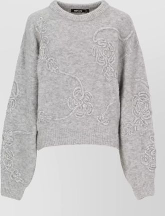 Rotate ribbed floral-embossed sweatshirt