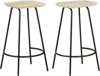 vidaXL Bar Stools 2 pcs Solid Mango Wood Vidaxl