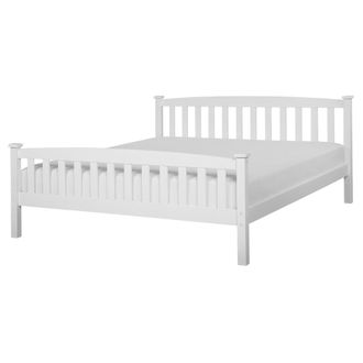 Beliani Cama Doble De Madera Blanca 160 X 200 Cm Estilo Minimalista Escandinavo Giverny