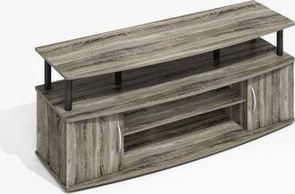 Furinno JAYA Large Entertainment Center Hold up to 55-IN TV, Grey Oak/Black