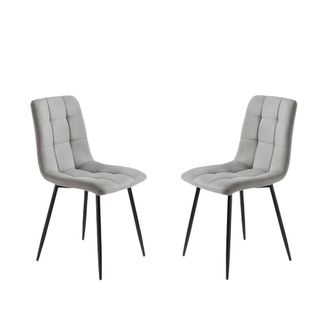 MondoViro Juego de 4 sillas de tela gris cm 45x53 88h