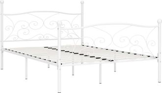 vidaXL Vidaxl - Estructura Cama Con Somier Sin Colch&oacute;n Metal Blanco 140x200 Cm