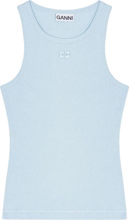 Ganni Canotta con ricamo - Blu