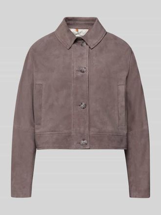 Boss Orange by Hugo Boss BOSS Orange Slim Fit Lederjacke aus echtem Ziegenleder Modell SADELA in Flieder, Gr&ouml;&szlig;e 34