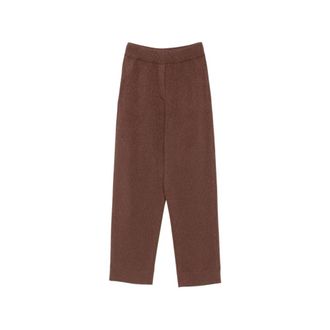 Brunello Cucinelli Broek met Ribgebreide Rechte Pijpen - Dames - Broeken - Bruin - Maat: M Viscose