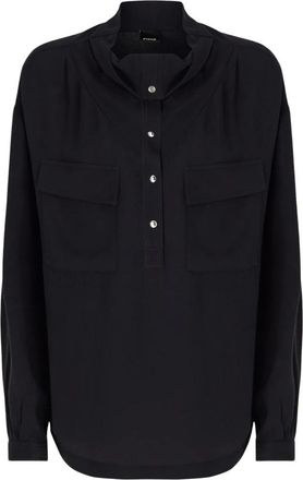 Pinko Corolle Blusa Twill Viscosa - Blouses & Shirts - Mujer - Azul - 2XS