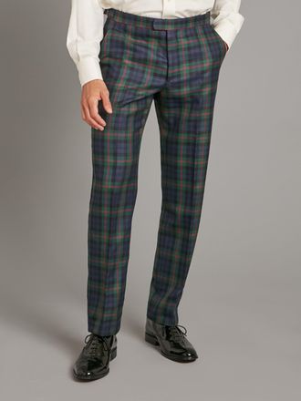 Oliver Brown Tartan Trousers - Black Watch with Red Overcheck