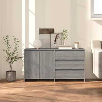 Berkfield Home 2 Piece Sideboard Grey Sonoma Engineered Wood