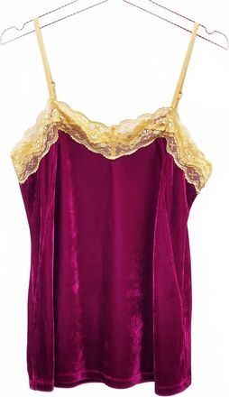 Aratta Womens Velvet Lace Trim Cami Top In Scarlet