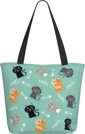 AOOEDM Cat Loves Fish Ladies Shopping Bag 13x11x7in.The Perfect ValentineS Day Gift.It Is The Best ValentineS Day Gift For Mom, Daughter, Wife,Etc