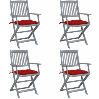 vidaXL Sillas De Jard&iacute;n Plegables 4 Uds Cojines Madera Maciza Acacia Vidaxl